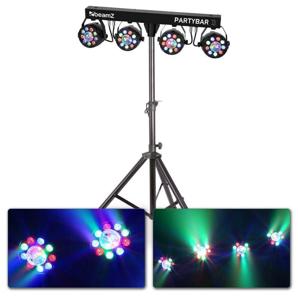 Retourdeal - BeamZ PartyBar3 lichtset - 4 PAR spots, 4 Magic Balls +