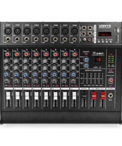 Vonyx AM8A 8-kanaals muziekmixer met ingebouwde 1000W versterker