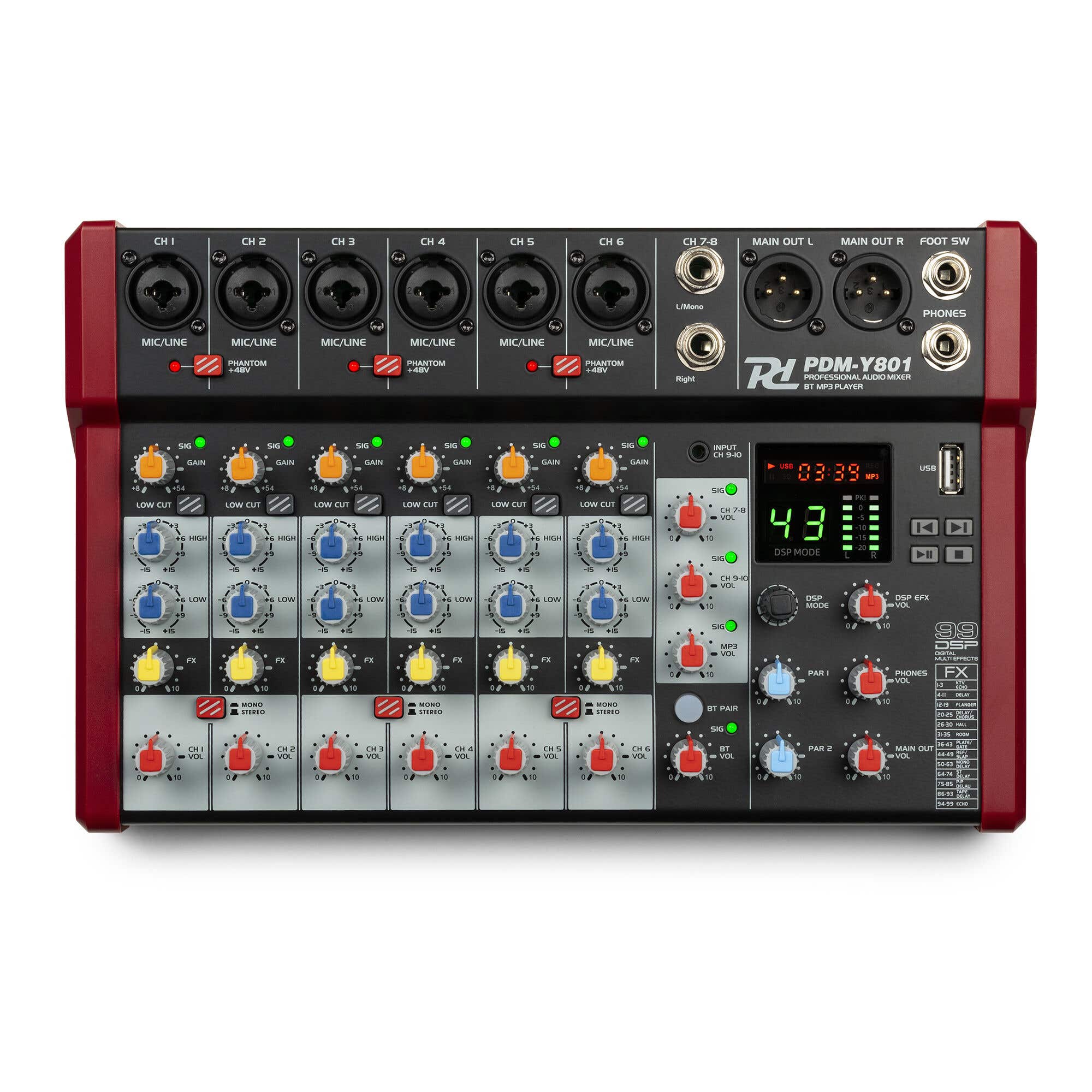 Retourdeal - Power Dynamics PDM-Y801 mixer - 8 kanaals mengpaneel met