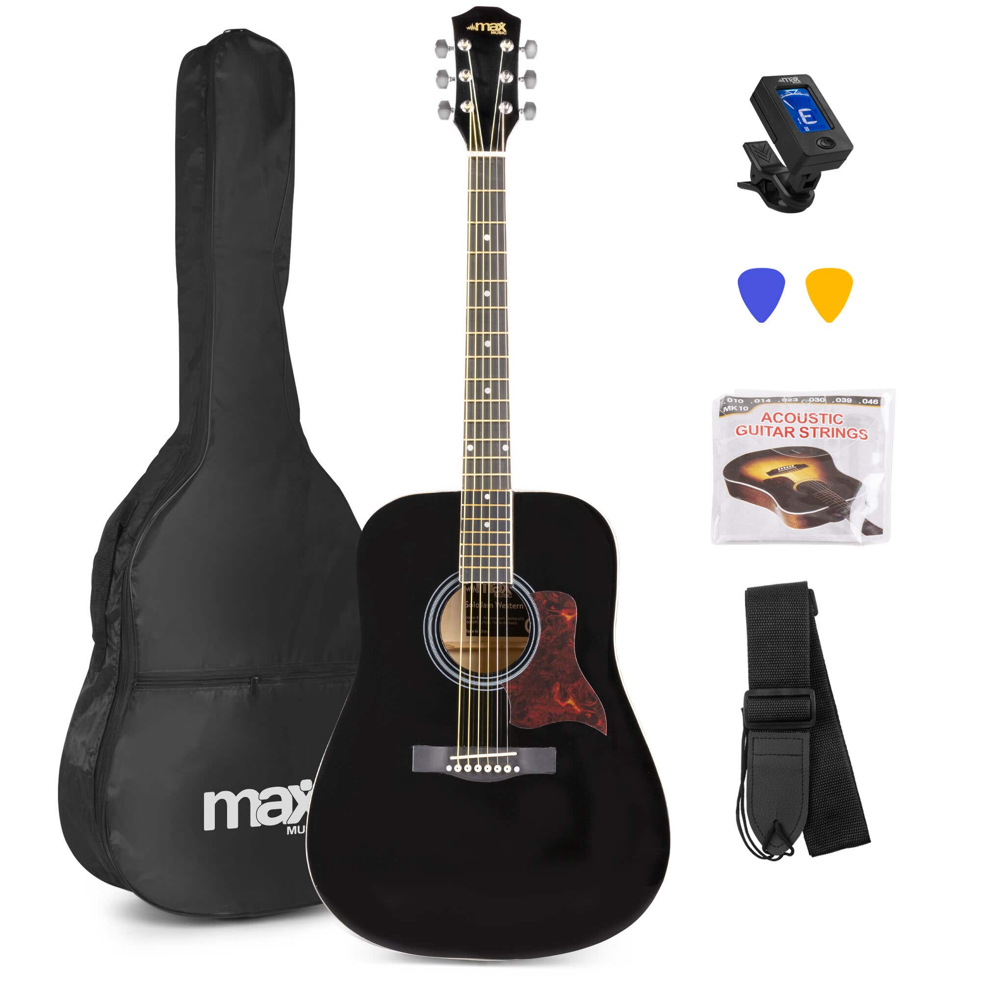 Retourdeal - MAX SoloJam Western akoestische gitaar starterset - Zwart