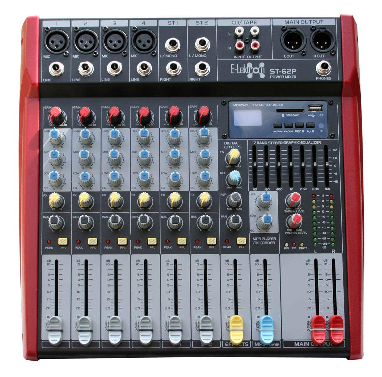 E-Lektron ST-62P mengpaneel - Met 2x 250W versterker - Bluetooth en