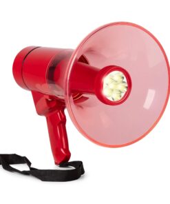 Vonyx MEG050 Megafoon met zaklamp en sirene - Rode megafoon met
